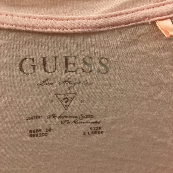 Guess 3/4 sleeve tee pink w/silver bling Sz XL - Picture 3 of 3